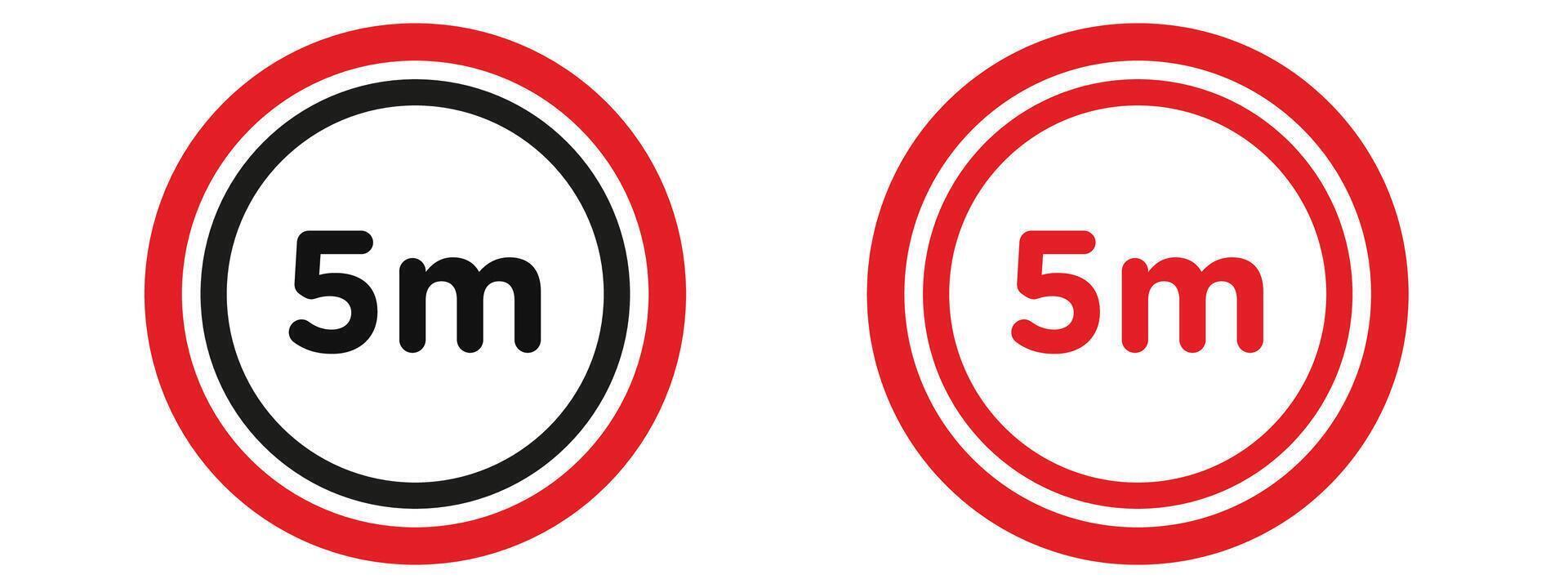 Five Meter Distance Safety Sign Maintain Safe Work Zones vector