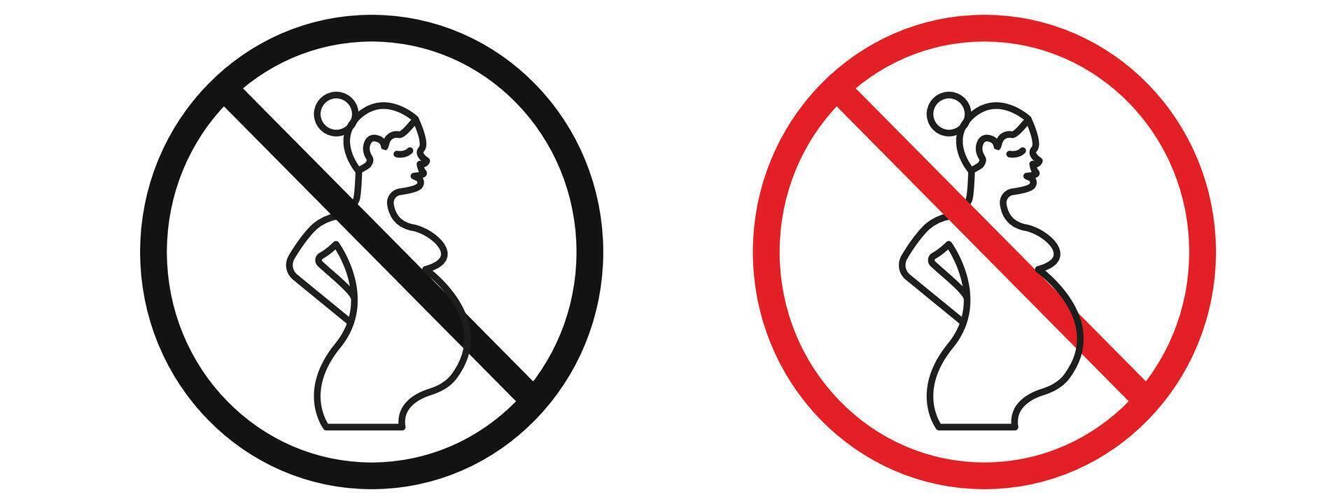 No Pregnant Women Allowed Icon for Health Safety, Public Warnings, and Restricted Areas vector