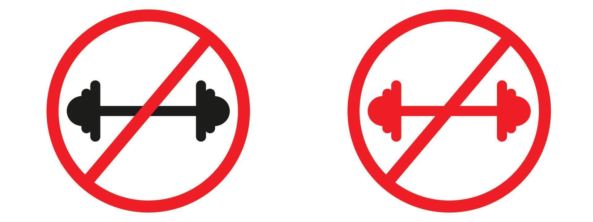 No weightlifting allowed indicating barbell use is forbidden in this area vector