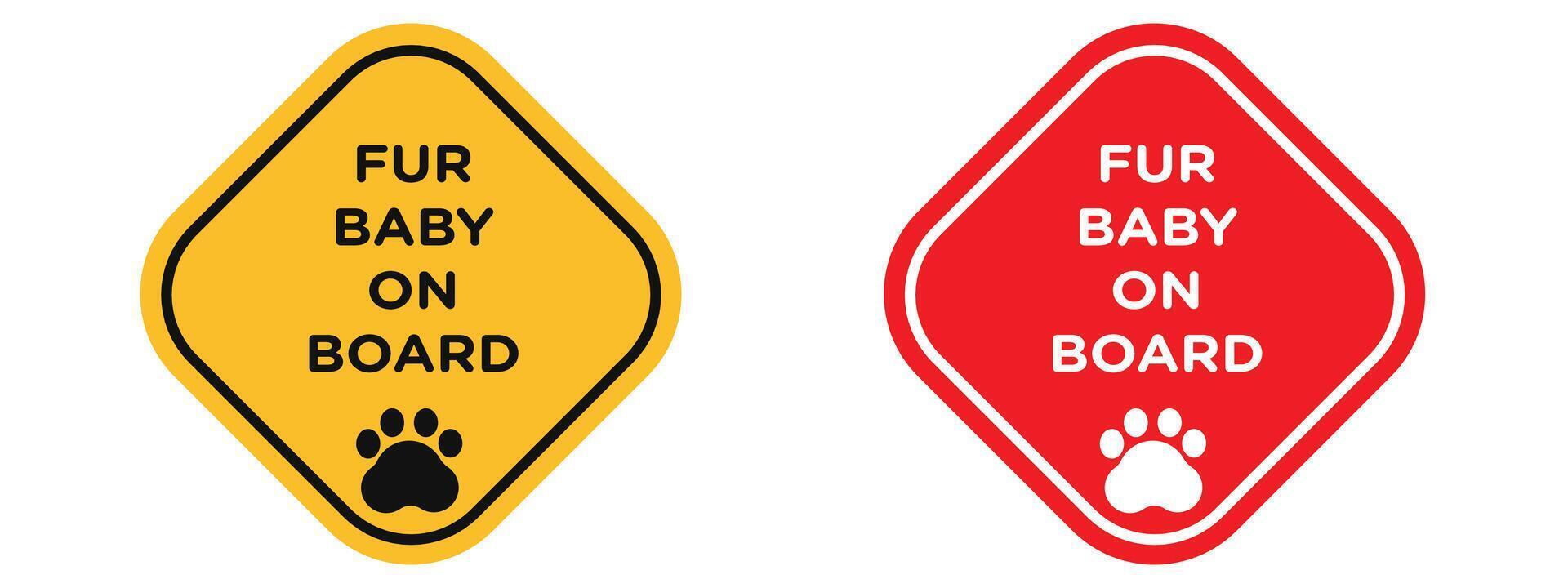 Alert about pet on board indicating animals present inside vehicle vector