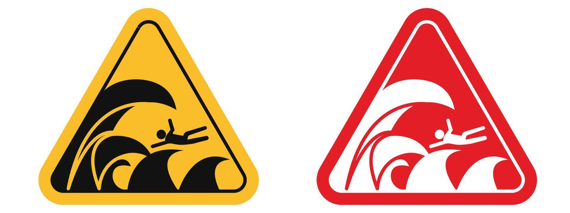 High sea wave danger warning about risk of strong tidal waves and drowning vector