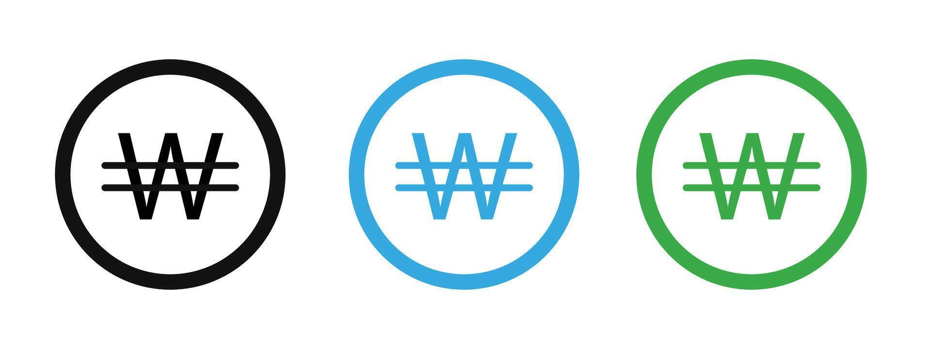 Korean won icon mark in filled style vector