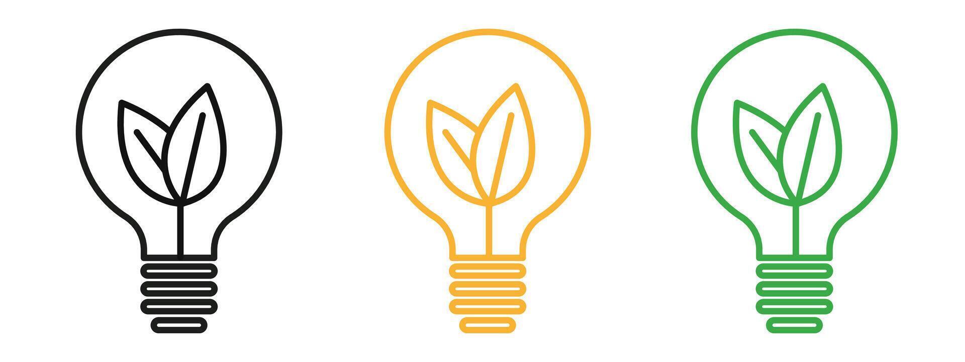 Lightbulb with leaf icon mark in filled style vector