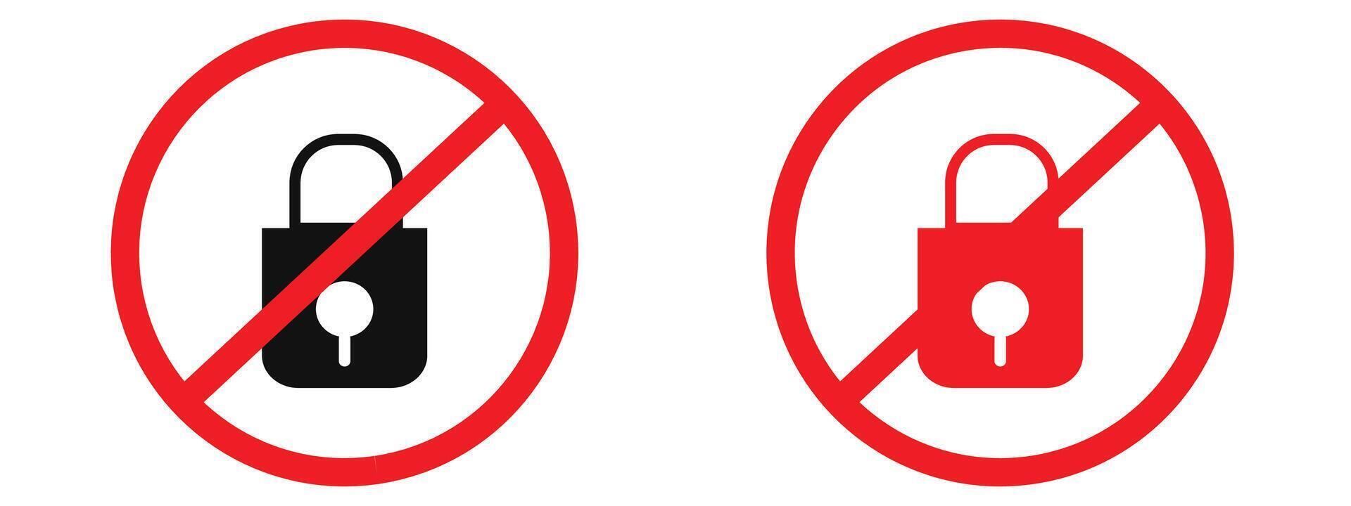 Security notice indicating no personal locks allowed in this area vector