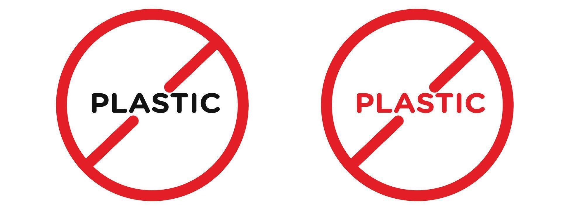 Environmental protection notice banning the use of plastic items vector