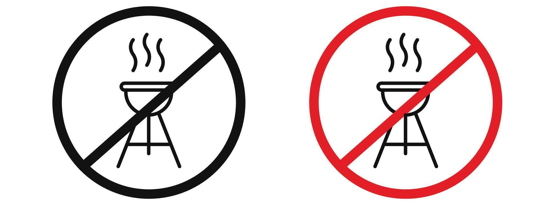 Fire Safety No Grill Sign for Restricted Areas and Public Safety vector