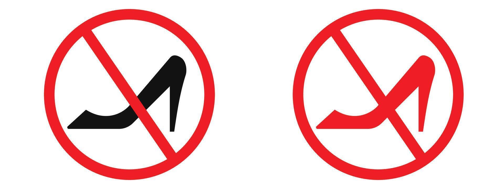 Footwear notice indicating no high heels allowed with flat shoes required vector