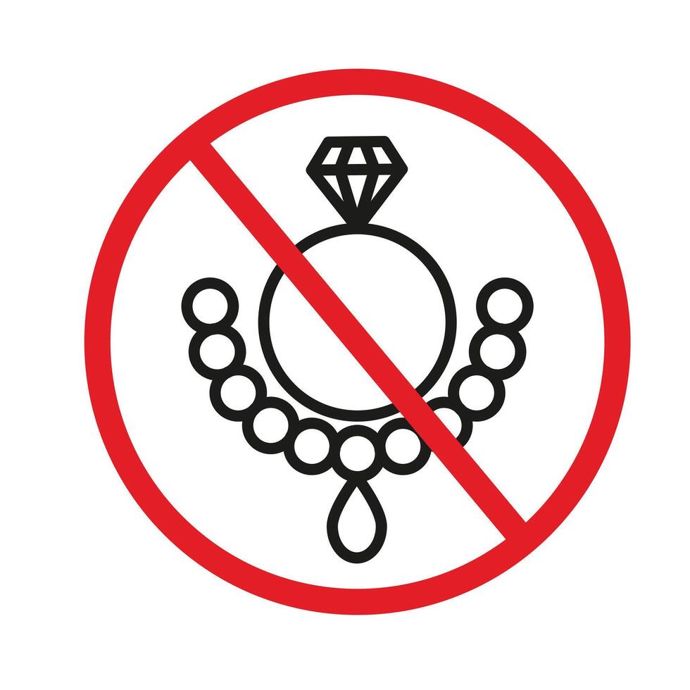 Security notice banning jewelry for safety and protection reasons vector