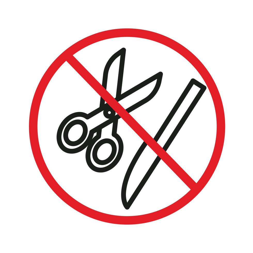 No Scissors or Knives Allowed Sign for Safety Regulations and Restricted Items vector