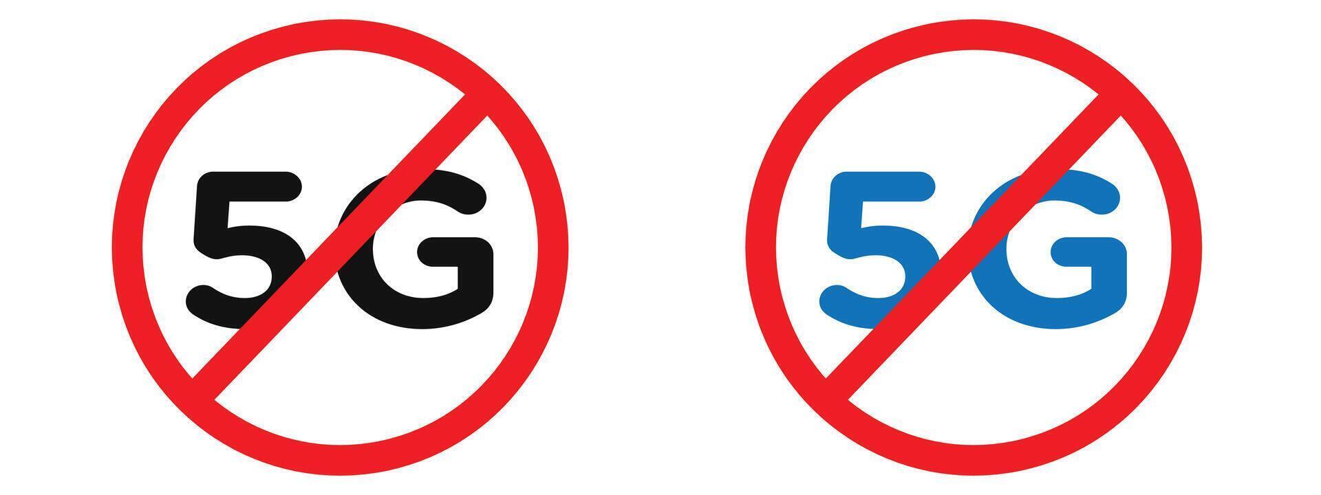 No 5G Signal Allowed Sign Restrict 5G Signal Usage in Specific Areas vector