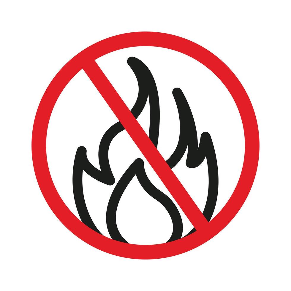 No open flames sign, featuring a clear no-fire icon and safety warning label, perfect for fire-free zones, ensuring safety and preventing fire hazards. vector