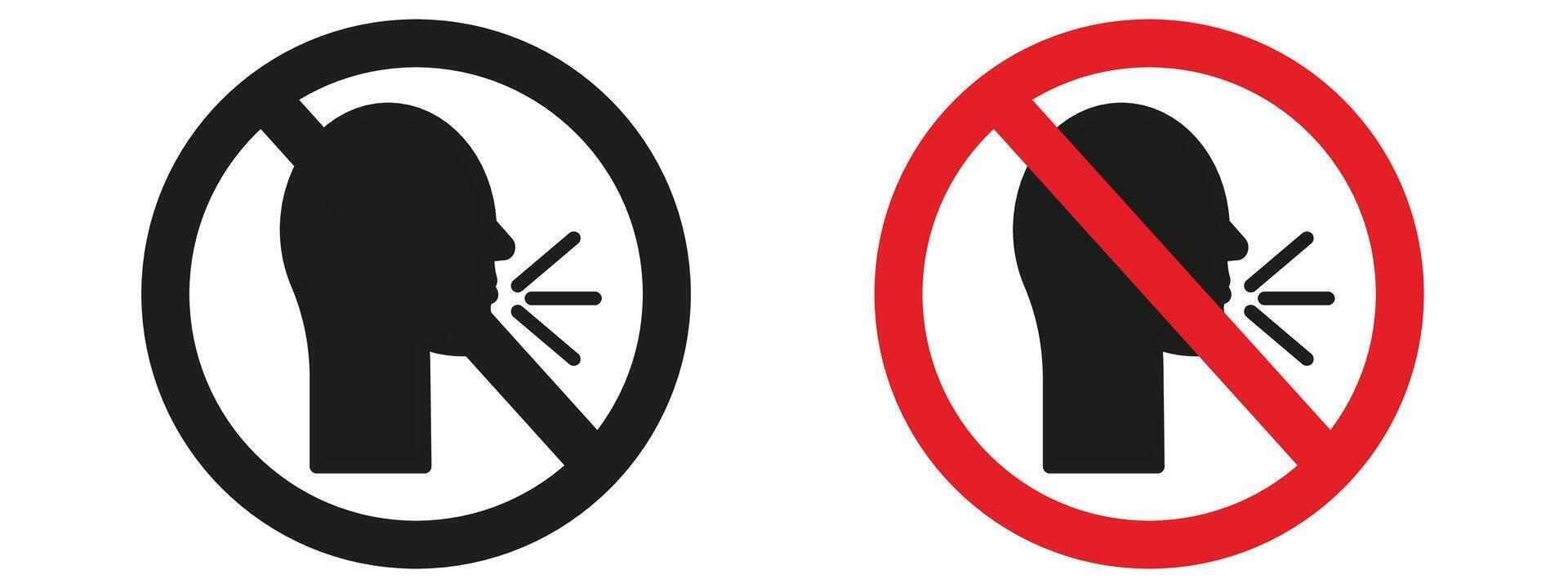 Maintain silence with this no talking sign, featuring a clear prohibition icon and warning label, ideal for ensuring quiet in libraries, offices, and study areas. vector