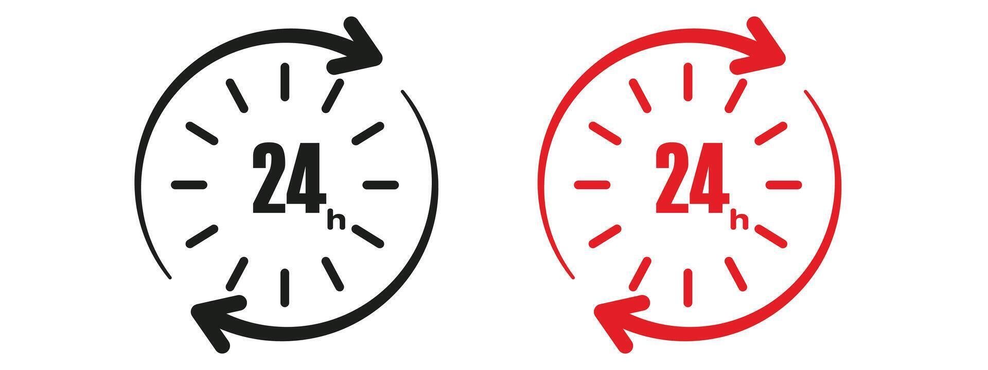 All Day Service Icon for 24 Hours Availability, Customer Support, and Continuous Operations vector