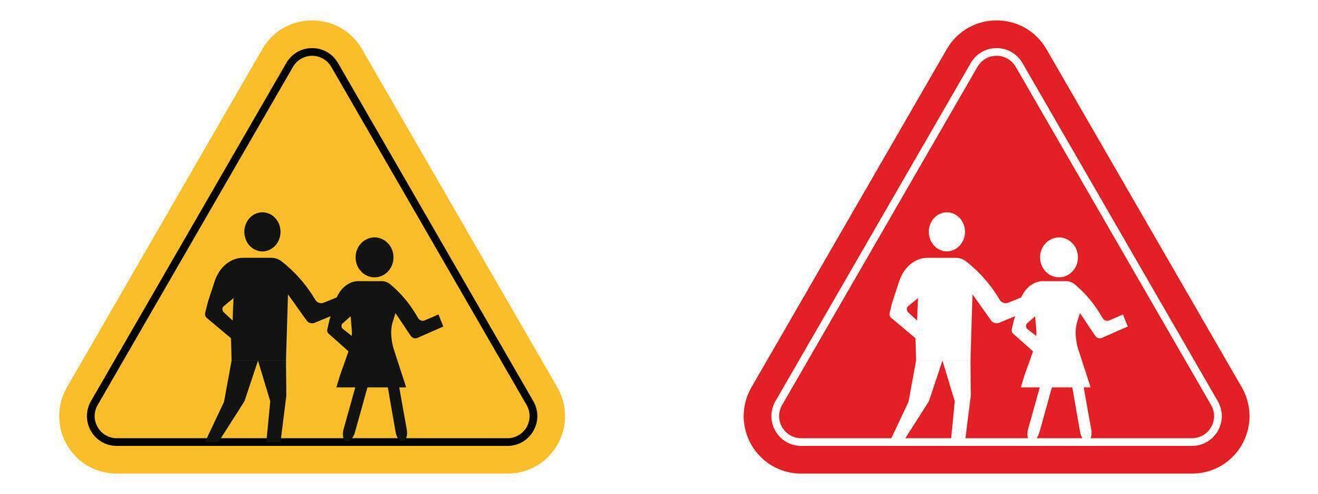 School Zone Crossing Sign Promote Child Safety in School Areas vector