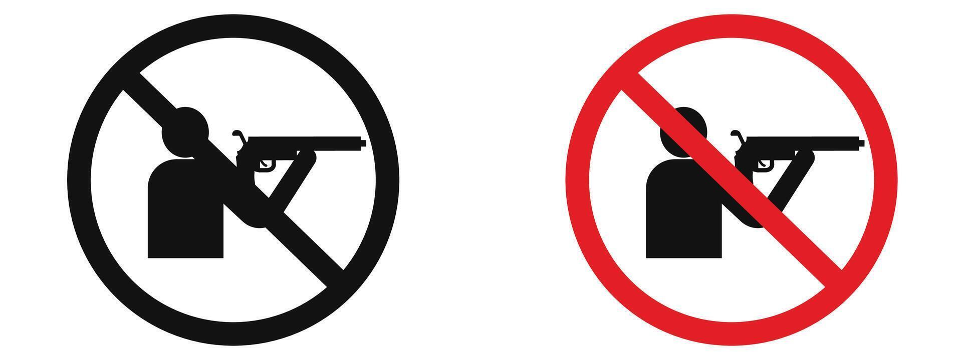 Stop hunting in protected areas with this no hunting sign, featuring a clear prohibition icon and safety warning label, ideal for wildlife conservation zones. vector