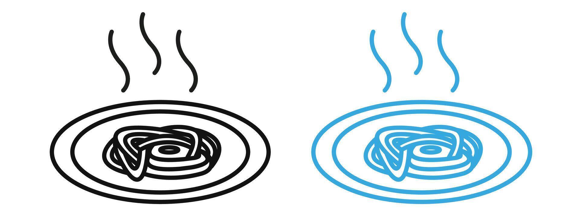 Spaghetti pasta icon mark in filled style vector