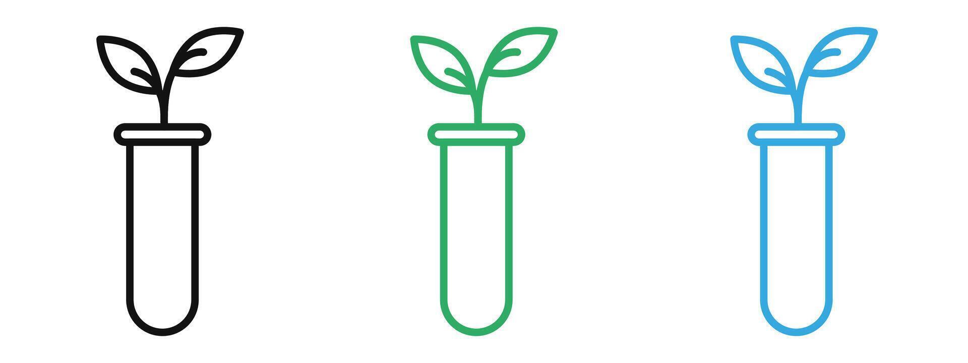 Test tube with plant icon mark in filled style vector