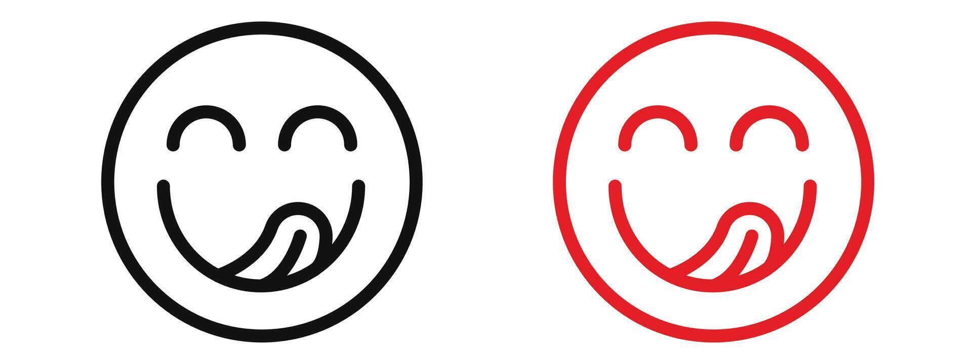 Yummy smile emoji icon mark in filled style vector