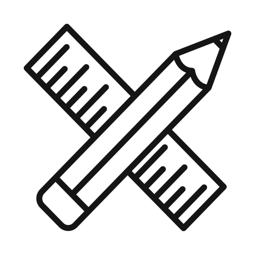 Precision Pencil and Ruler Icon for Accurate Measurements and Design vector