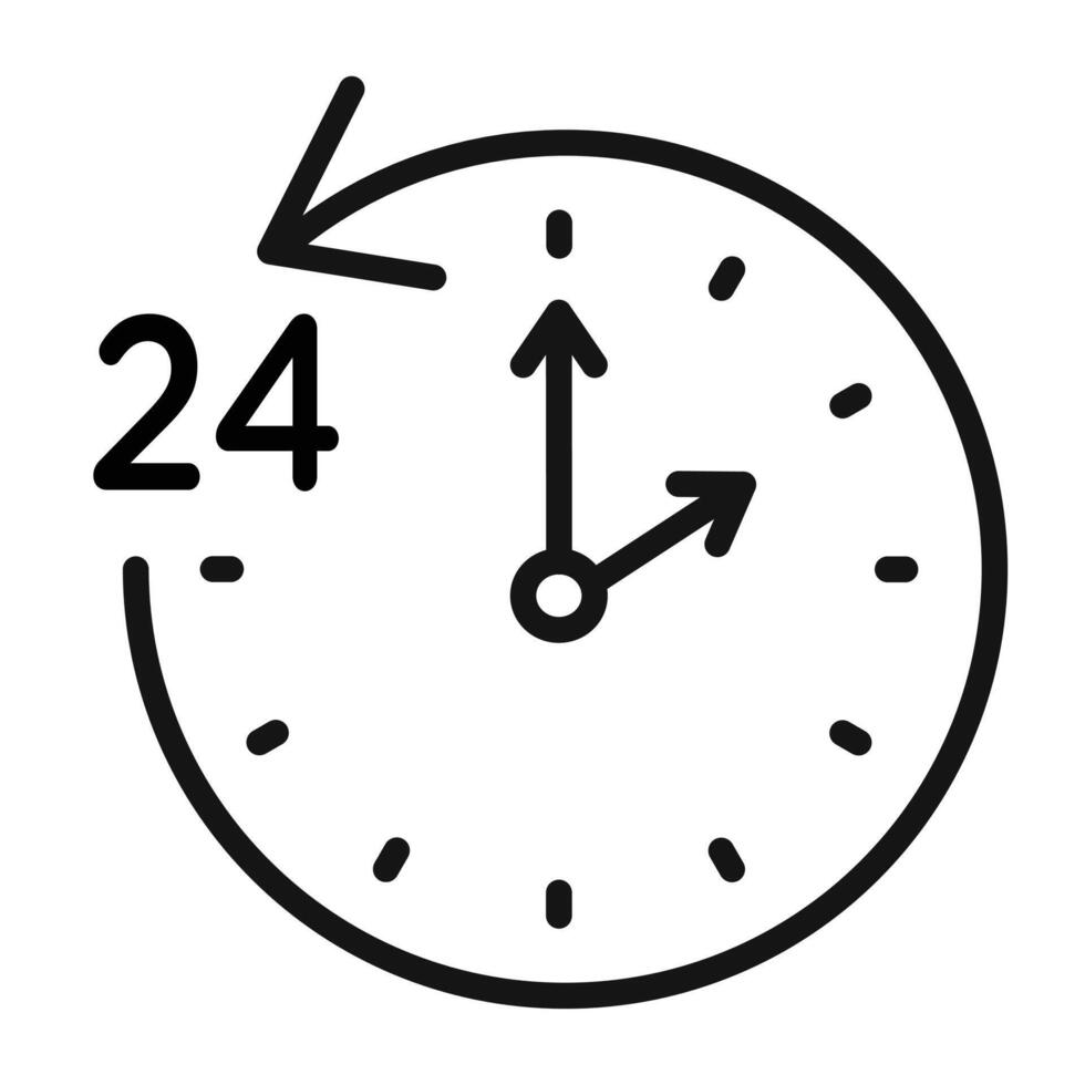 24-Hour Time Icon for Productivity Apps vector