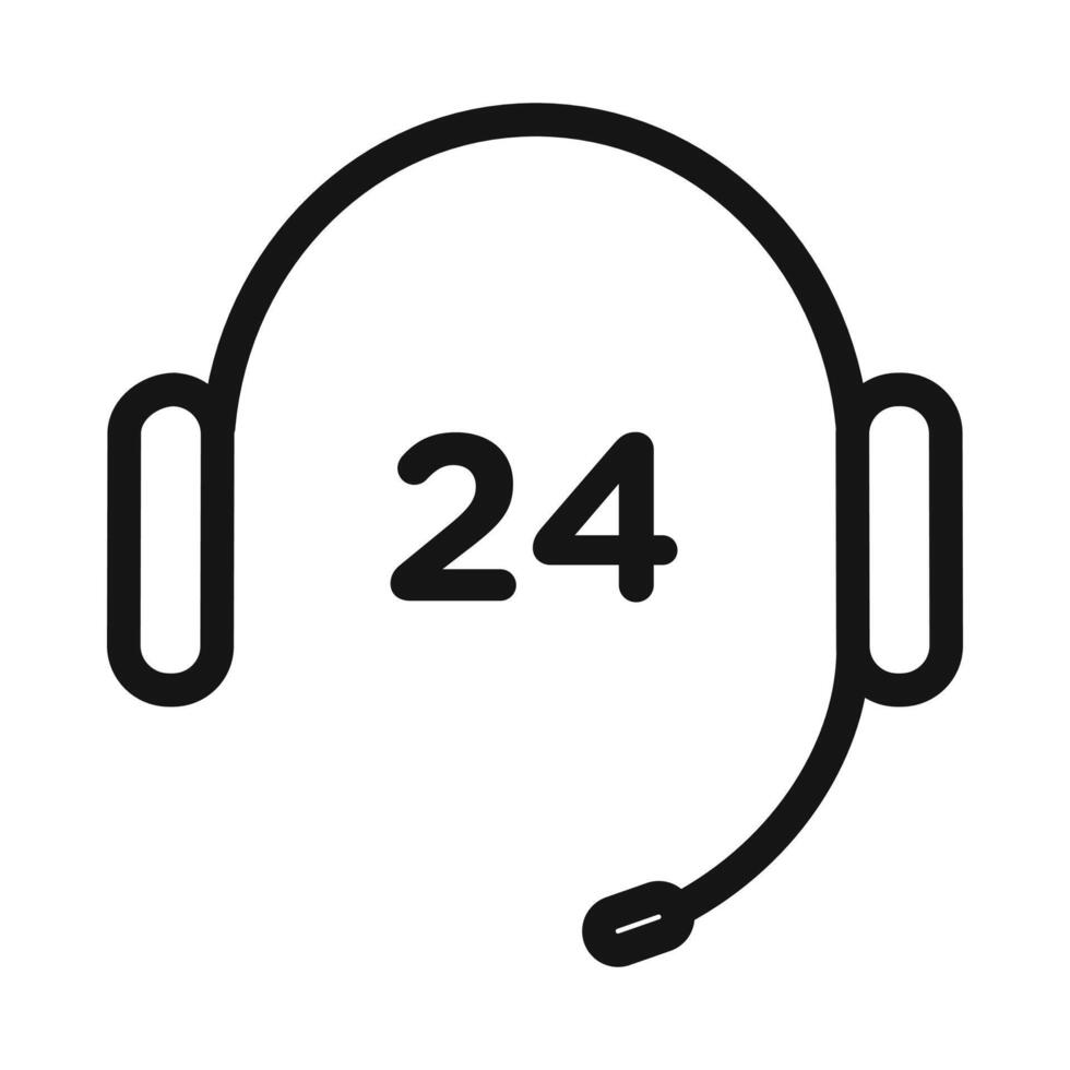 24 hrs support or service icon mark in filled style vector