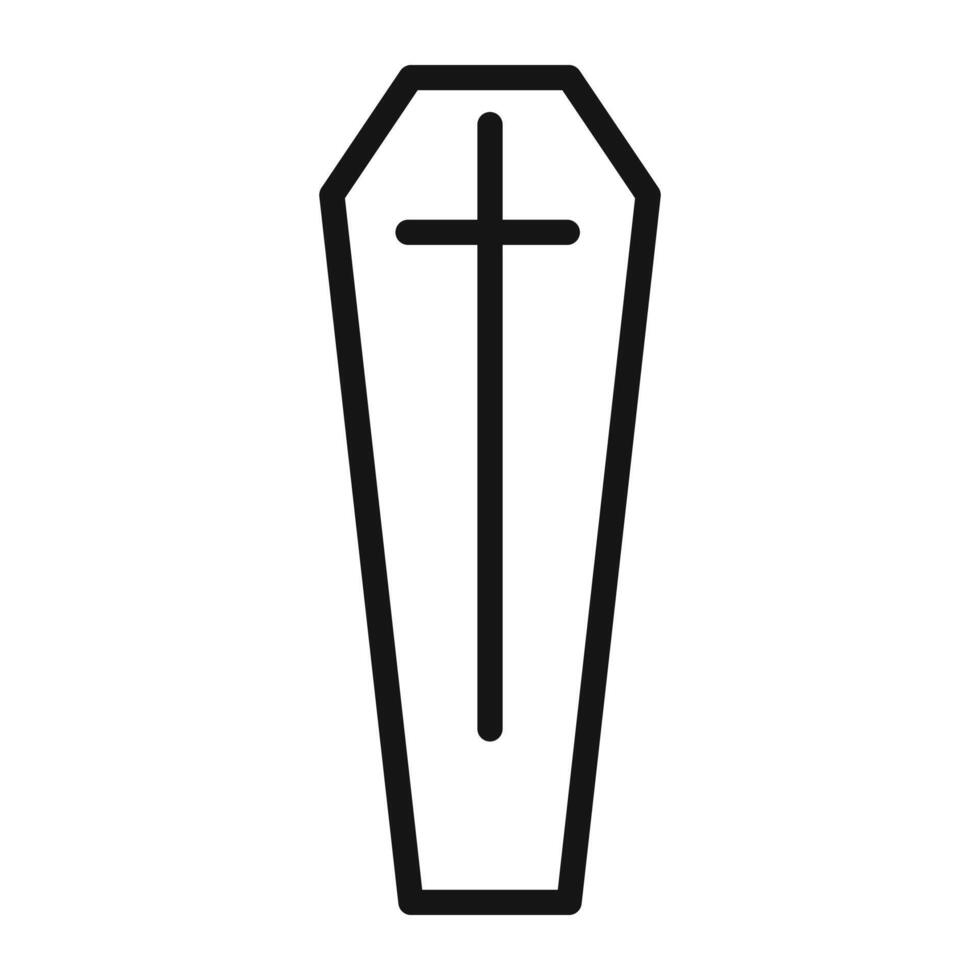 Coffin with christian cross icon mark in filled style vector