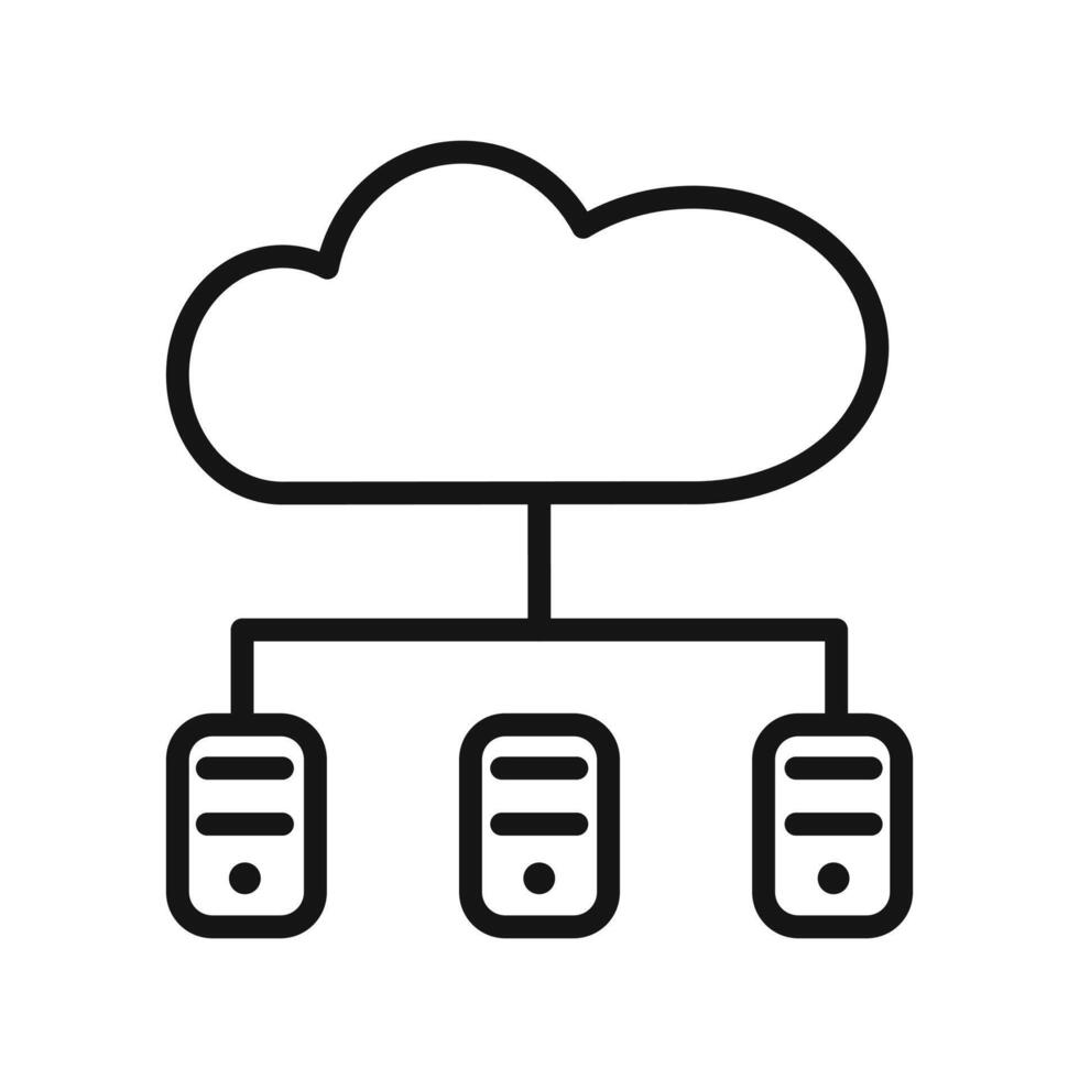 Cloud Data Center icon mark in filled style vector