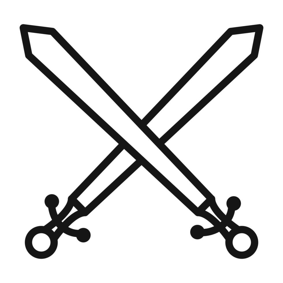 Crossed swords heraldic icon mark in filled style vector