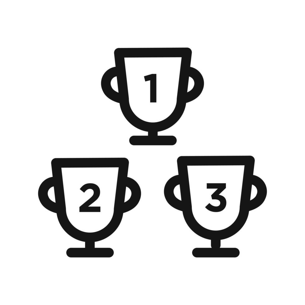 First second Third prize trophy cup icon mark in filled style vector