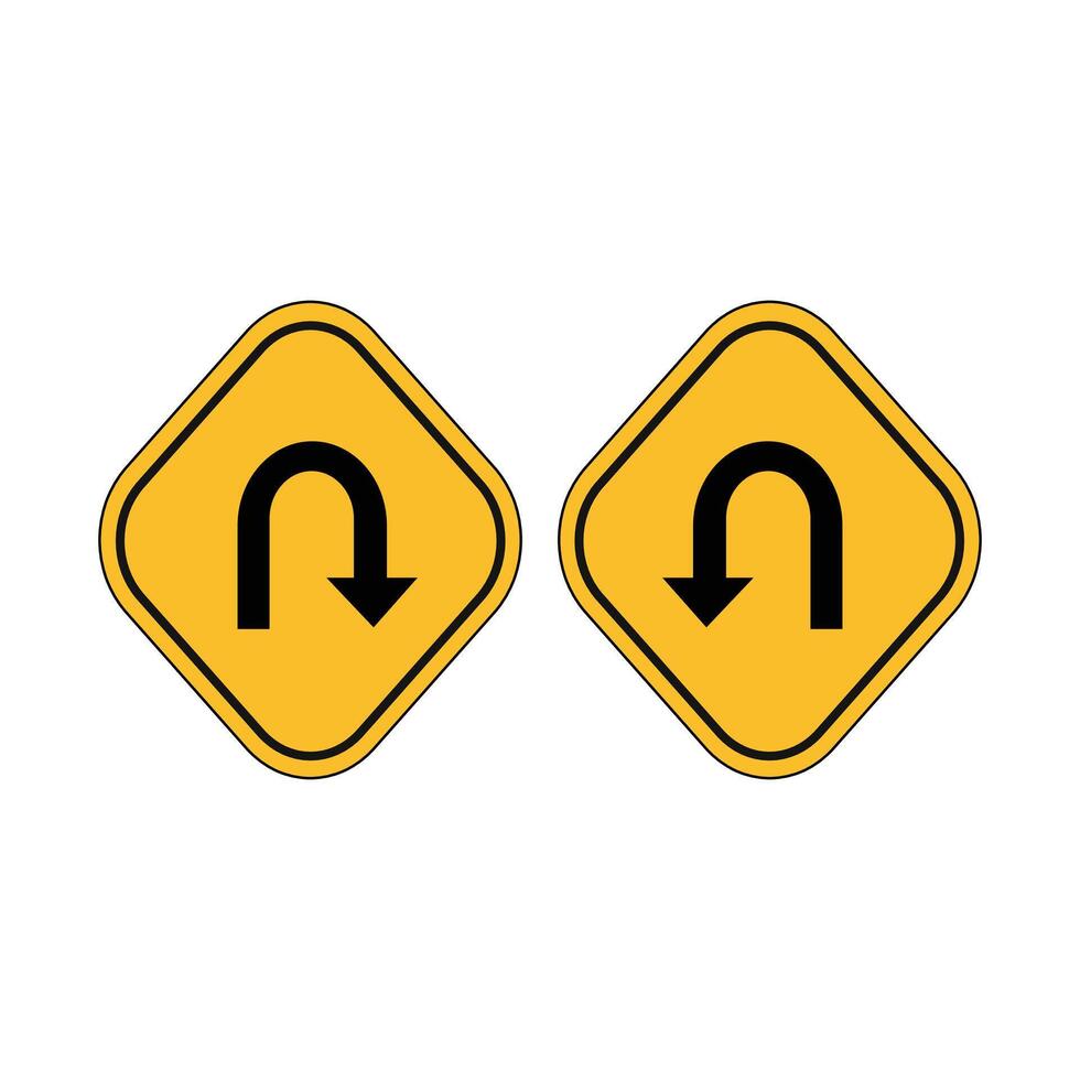 Left Right U-Turn Warning icon vector