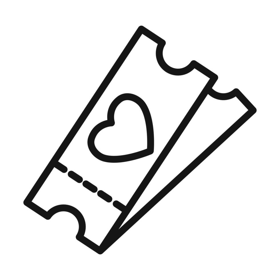 Romantic Movie ticket icon mark in filled style vector