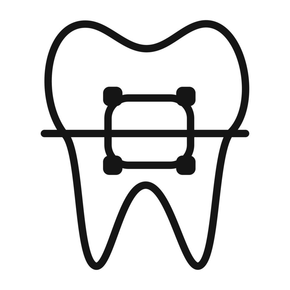 teeth Braces icon mark in filled style vector