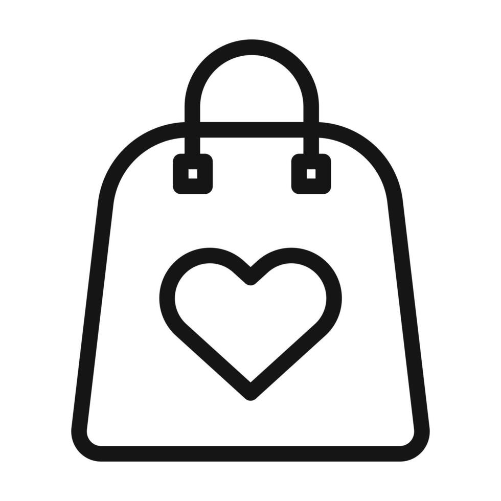 Shopping bag with heart icon mark in filled style vector