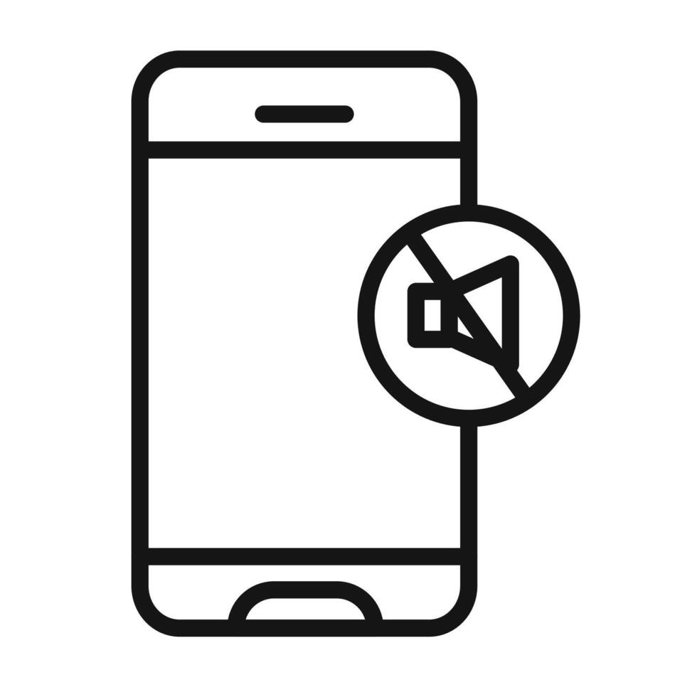 silent phone icon mark in filled style vector
