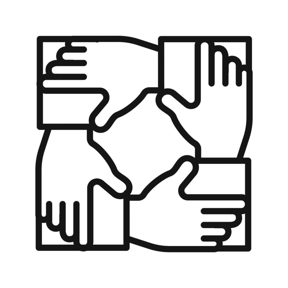 Unity and teamwork icon mark in filled style vector