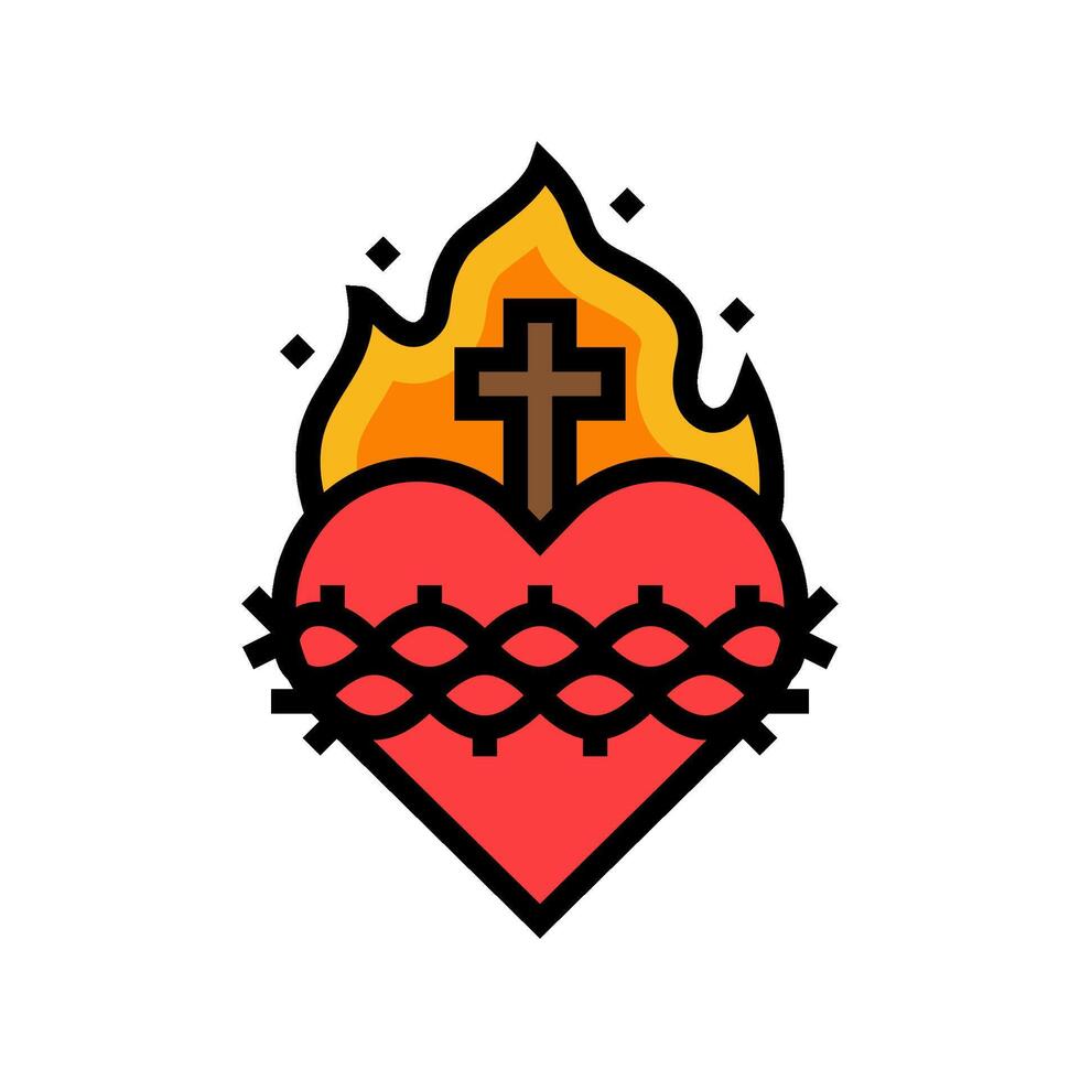 sacred heart of jesus feast catholic holiday color icon illustration vector