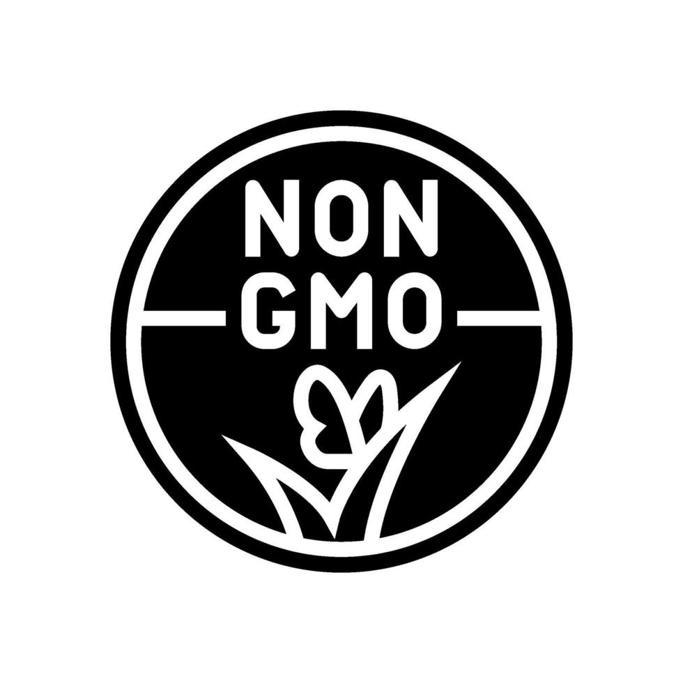 gmo free product label warning glyph icon illustration vector