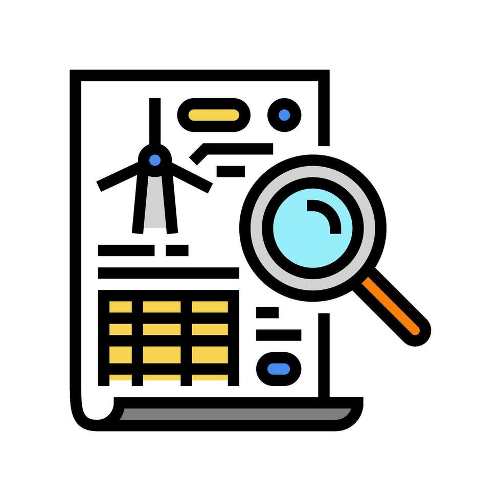 wind energy analysis audit color icon illustration vector