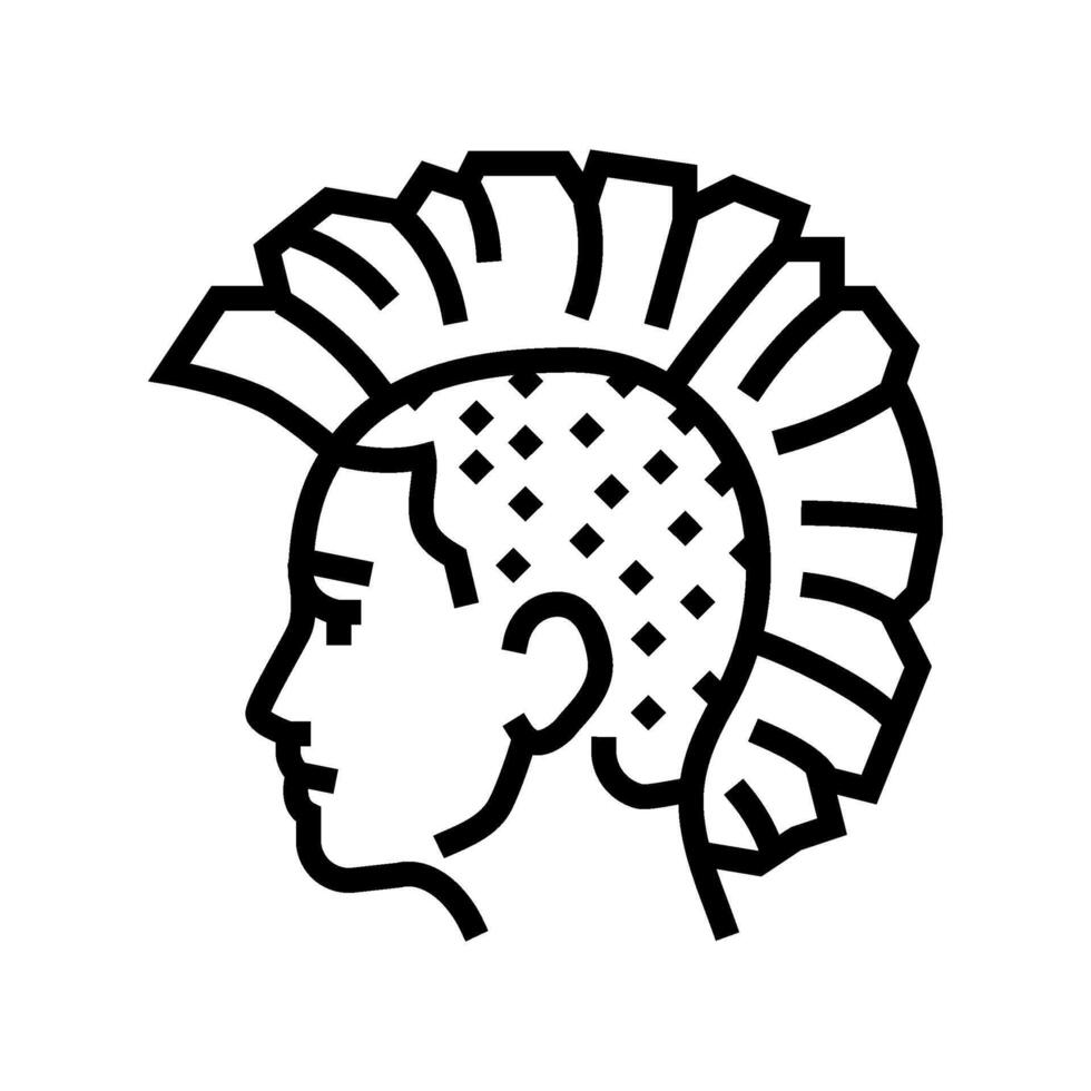 mohawk hairstyle subculture style line icon illustration vector