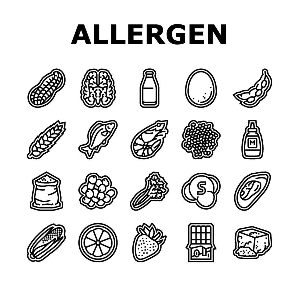 allergen product food free icons set vector