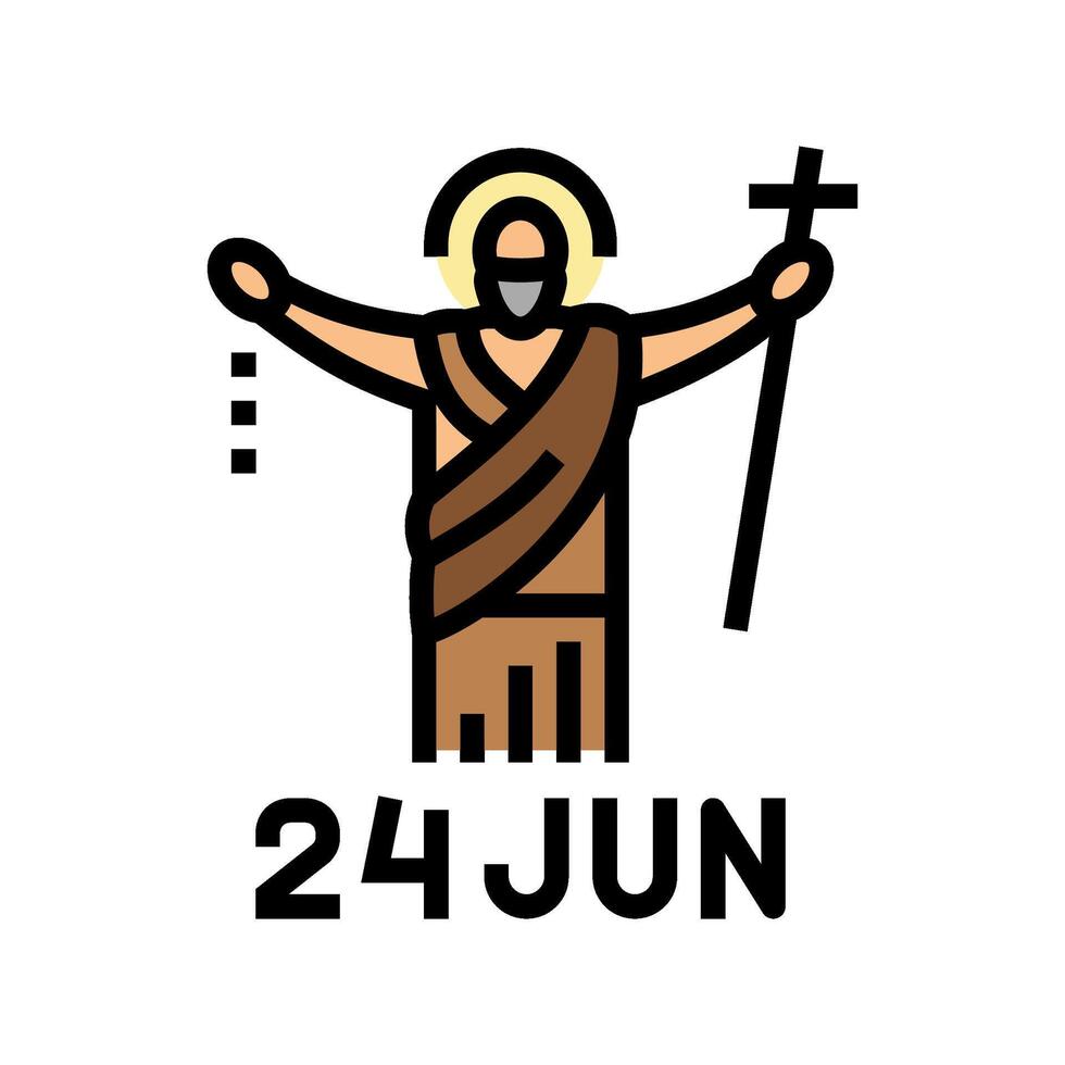 st john the baptist feast catholic holiday color icon illustration vector
