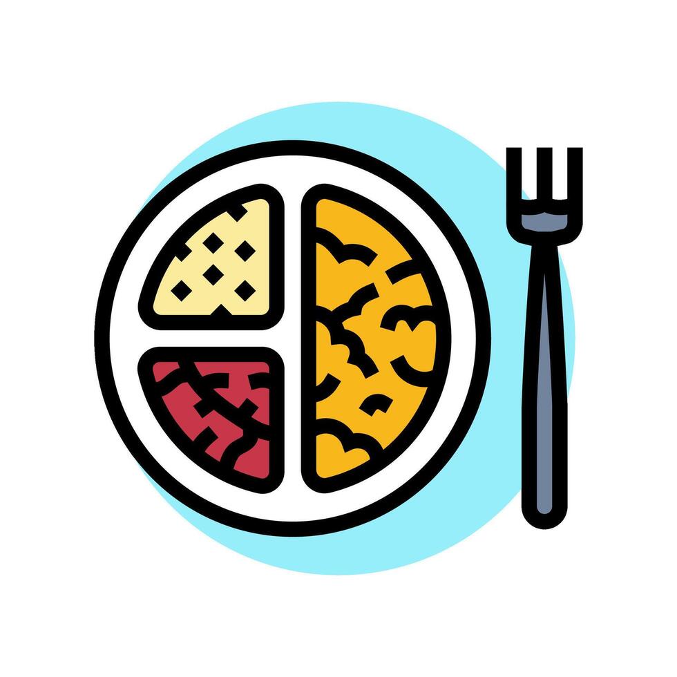 portion control obesity overweight color icon illustration vector