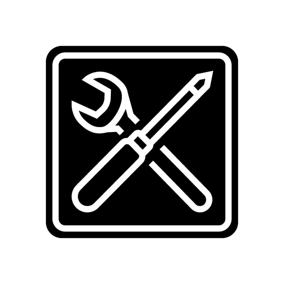 quick assembly product label caution glyph icon illustration vector