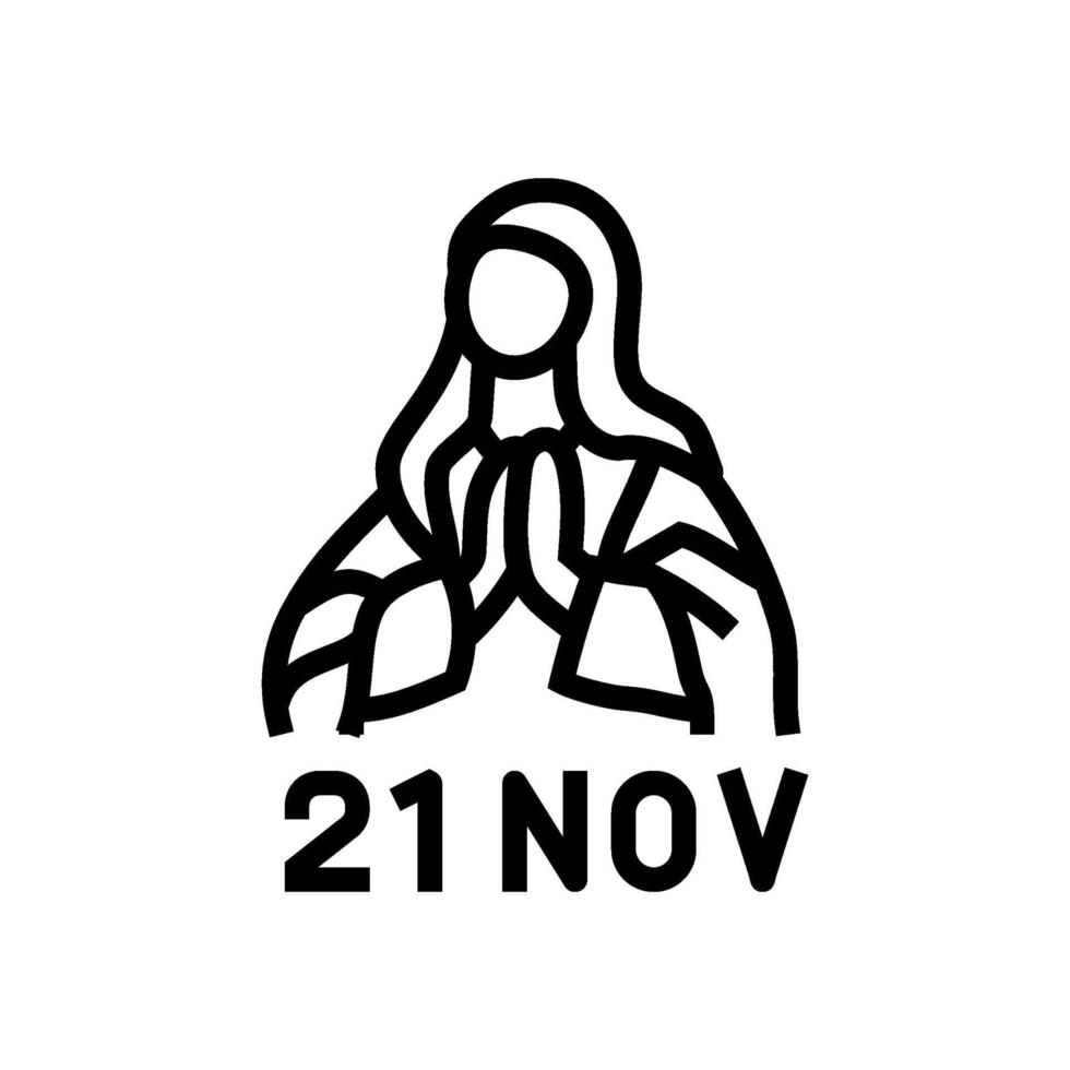 presentation of the virgin mary feast catholic line icon illustration vector