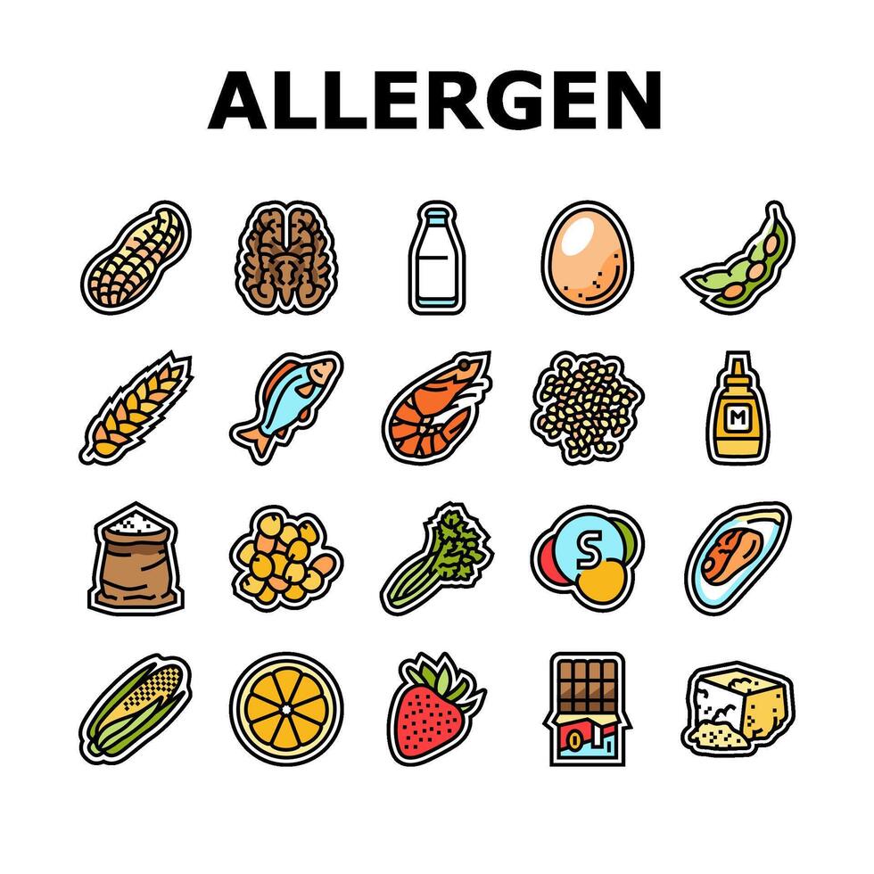 allergen product food free icons set vector