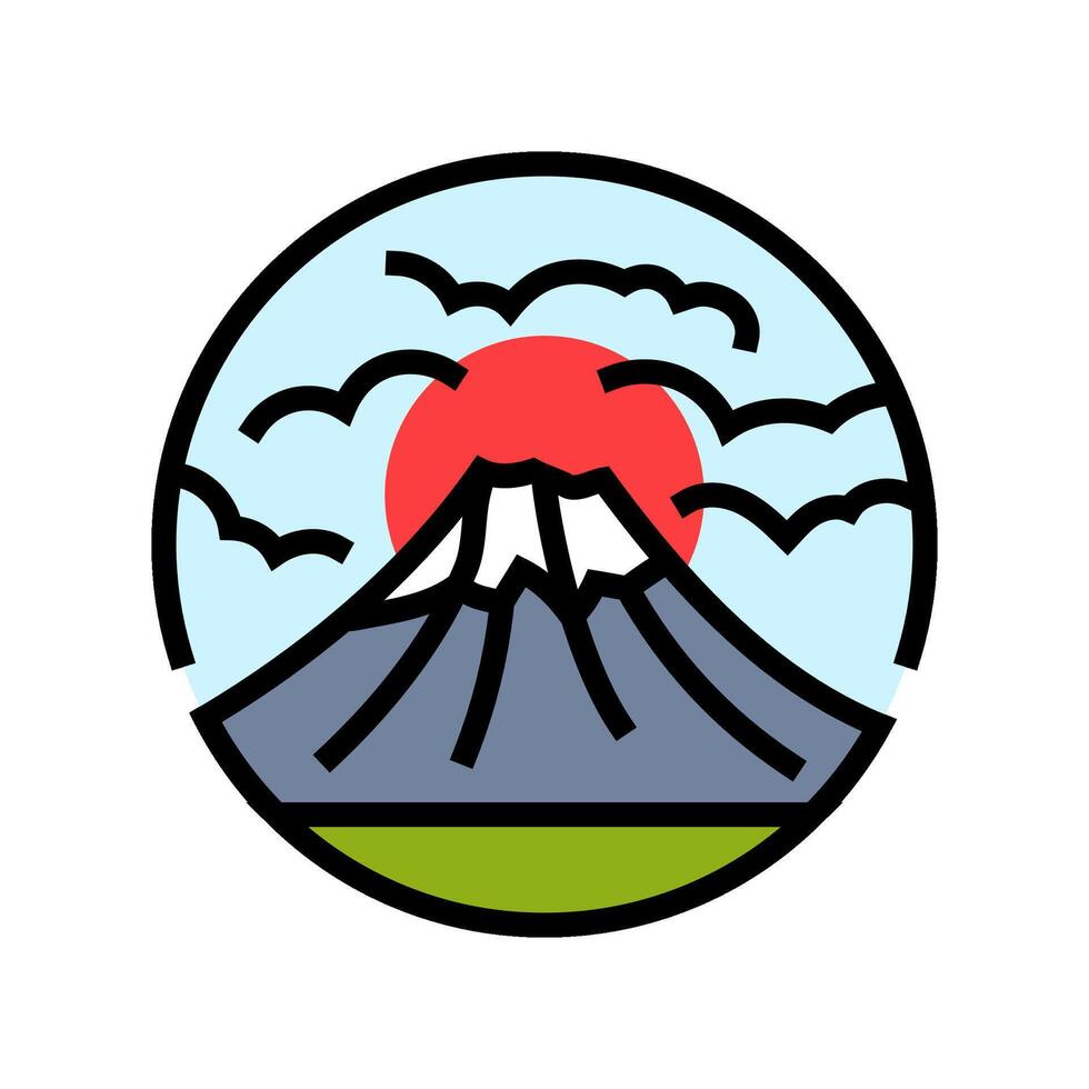 mountain day japanese holiday color icon illustration vector
