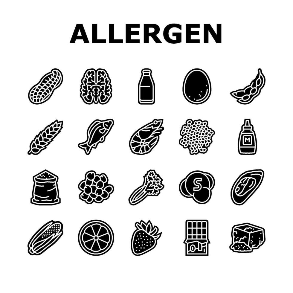 allergen product food free icons set vector