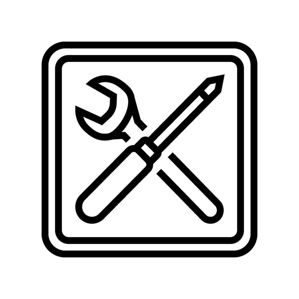 quick assembly product label caution line icon illustration vector