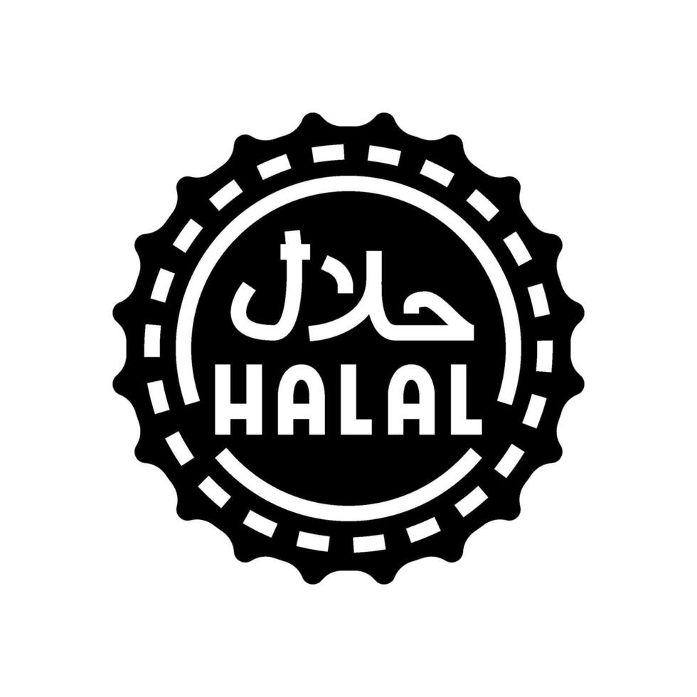 halal product label warning glyph icon illustration vector