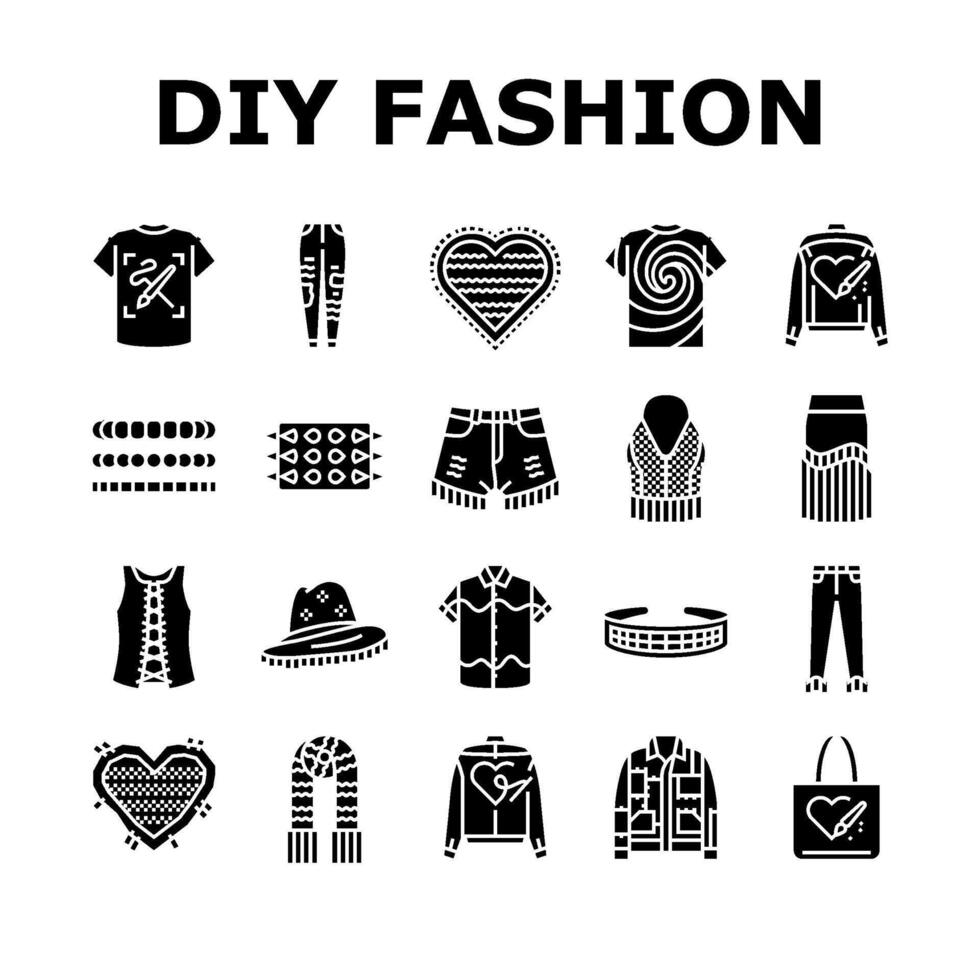 diy fashion fabric handmade icons set vector